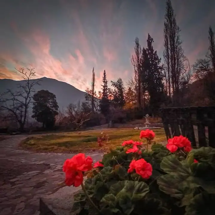 El jardín con la cordillera enfrente
